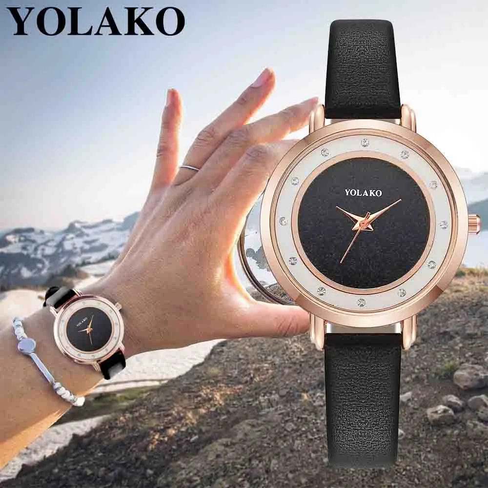 

YOLAKO Vintage leather quartz women small watches ulzzang fashion thin strap ladies wristwatches simple style wild female 933