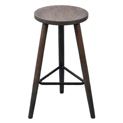 Промышленные Винтаж антикварный барный стул высота 66,5 см круглое сиденье деревянный Лофт стиль мебель барный стул 3 ноги твердой древесины