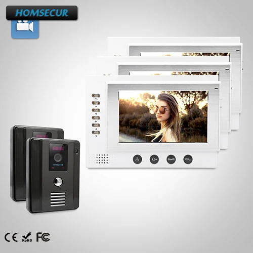 

HOMSECUR 7" Hands-free Video Door Phone Intercom System Electric Lock Supported: TC011-B Camera(Black)+ TM701R-W Monitor(White)