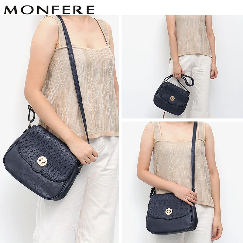 

MONFERE Ladies Vegan Leather Fashion Bags for Women 2018 Small Flap Lock Cover Cross Body Bag Girls Print Shoulder&Messenger Bag