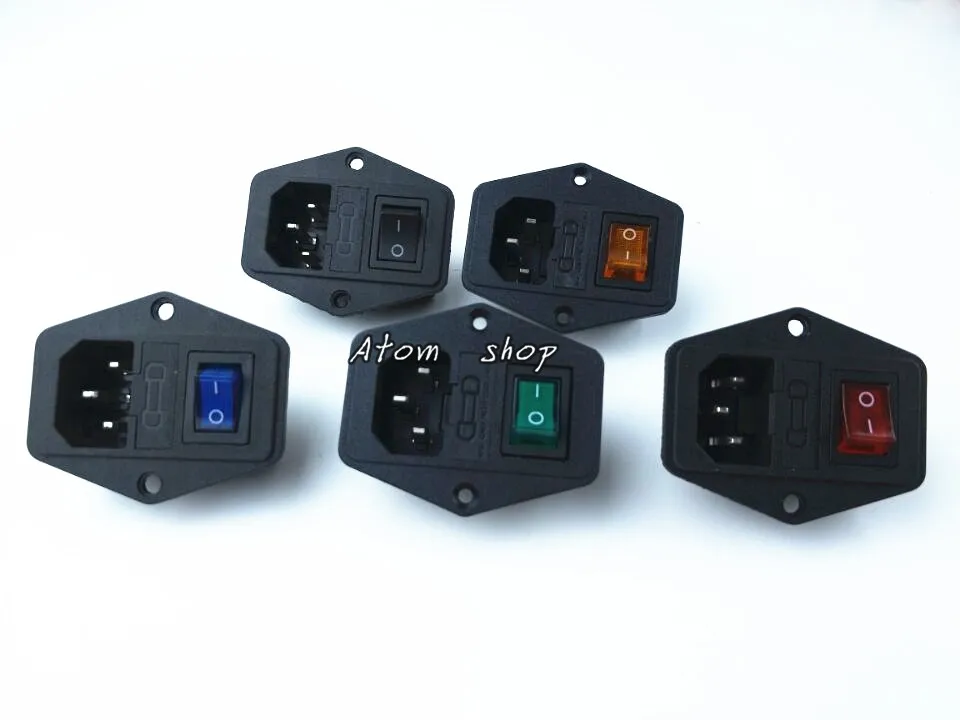 

1pcs with 10A fuse ! 3pin power socket with Rocker Switch ac socket 3 Terminal Power Socket with Fuse Holder Connector