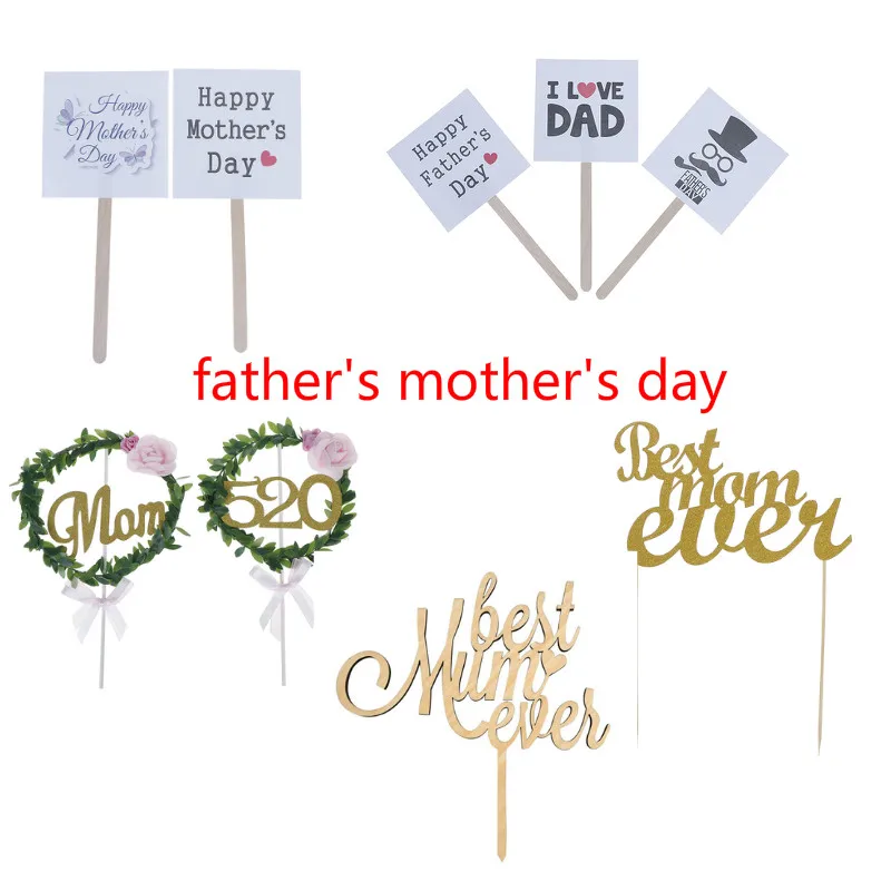 Счастливый День святого Валентина Золотой Бумага для капкейка матерей Fathers Day Happy