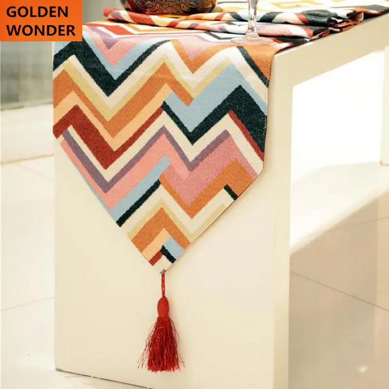 

European Modern Fashion Stripe Color Bed Flag Table Runner Table Runners Home Textile High Quality