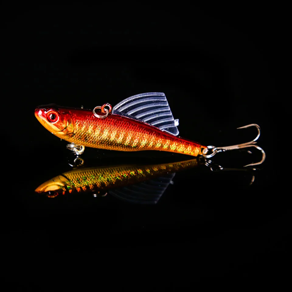 المشي الأسماك 1 PC 7 cm 18g الشتاء البحر الصلب الصيد إغراء VIB الطعم مع الرصاص داخل الغوص قطب الرقصة الجناح المتذبذب Crankbait