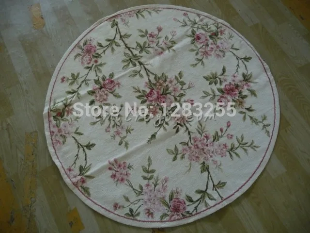 

Handmade Wool Needlepoint Floral Roses Handmade For round Carpets Living Room Cushion Cover Rectangular