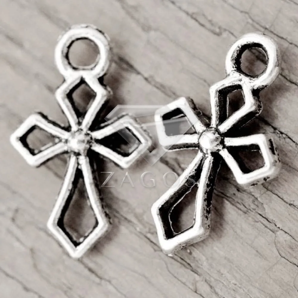 

100Pcs Antique Silver Tibetan Silver Tone 17x10x4mm Cross Religious Charms Pendants Zinc Alloy Fit Bracelet Necklace TS1972