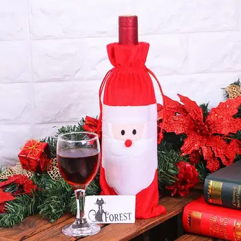 

Christmas Santa Wine Bottle Bag Red Wine Bottle Cover Bags Merry Xmas Dinner Party Decor Table Christmas Decorations DHL Free