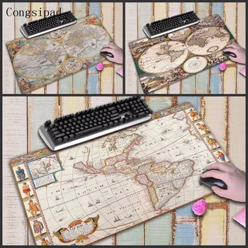 

Congsipad fashion Old World Map Large Locking Edge mouse pad Natural Rubber Computer Gaming mousepad Desk Mat for LOL cs go DOTA