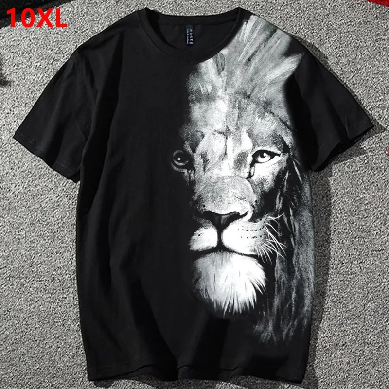 

Summer plus size men's super large size tide big man 8XL elastic round neck half short sleeve t-shirt