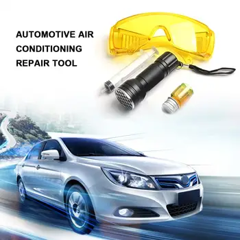 

Automotive Air Conditionin Conditioning A C System Leak Test Detector Kit 21 LED UV Flashlight Protective Glasses Dye Tool Set