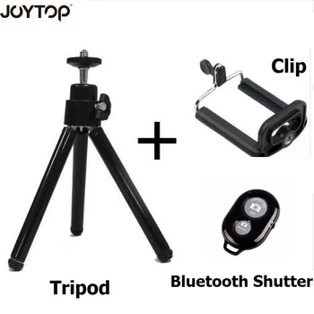 

JOYTOP 3+1 Mini Tripod With Phone Holder + Clip + Bluetooth Shutter for iPhone X Smartphone Canon Nikon Gopro Hero DSLR Camera