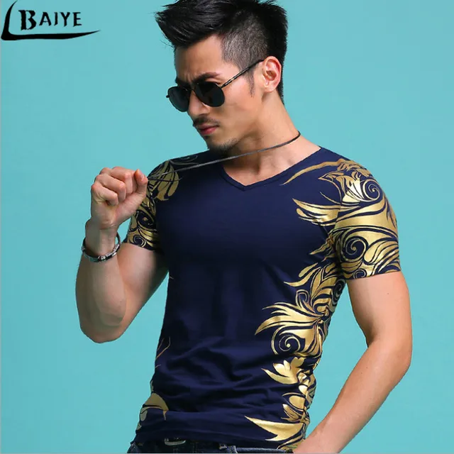 TBAIYE Newest Summer Fashion Print Men T shirt Brand Slim Cotton T ...