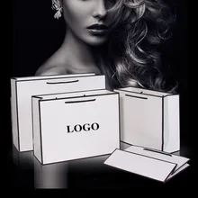 100 шт./лот, креативный дизайн, черная окантовка, белая крафт-бумага, сумка с ручкой, для свадебной вечеринки, подарочные бумажные пакеты, индивидуальный логотип