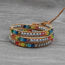 

Bohemian Leather Bracelets Stones Wrap Bracelets For Women Boho Jewelry Wristband Female Leather Charm Bracelet Dropship
