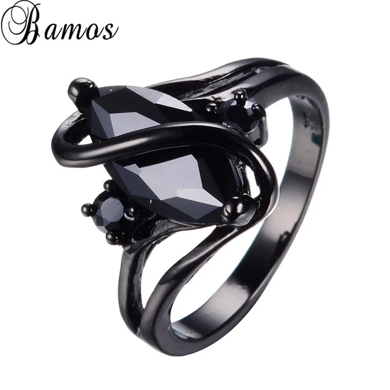 Bamos New Retro Female/Male Black Gold Filled Wedding Jewelry Unique S Shape AAA Zircon Horse Eye Rings For Men Best Gifts | Украшения и