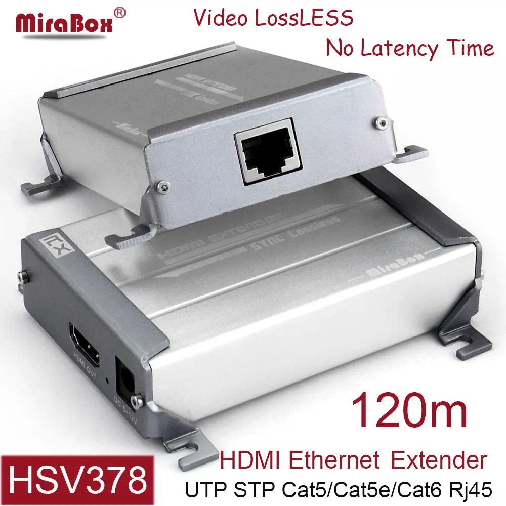 

MiraBox 120M HDMI Extender Over Cat5/Cat5e/Cat6 With Lossless Non-Delay Support 1080p Full HD HDMI Extender POE Over LAN/RJ45
