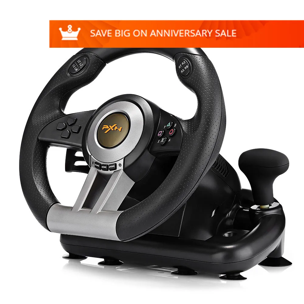 PXN V3II Racing Game Steering Wheel USB Vibration Dual Motor Foldable Pedal Game Controller for PC