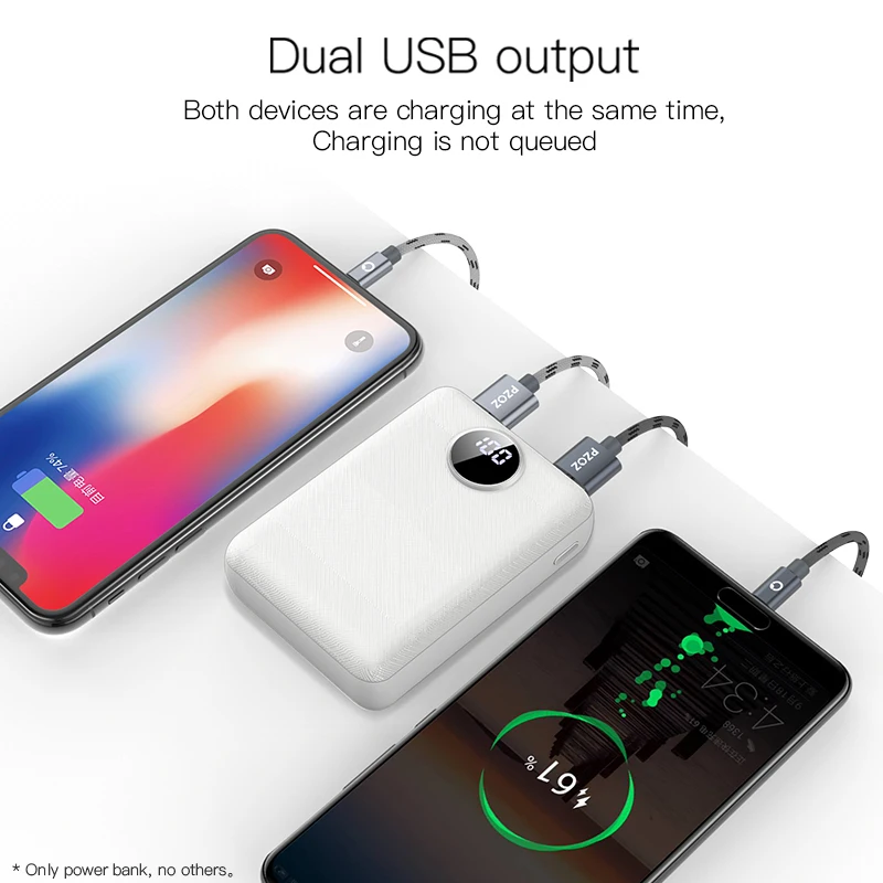 Billig PZOZ Power Bank 10000mAh Dual USB Handy Externe Batterie Schnelle Ladung Für iphone xiaomi mi Tragbare Ladegerät mi ni power