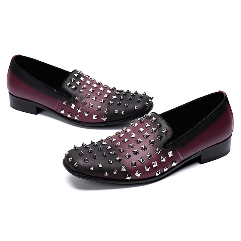 Hombre Sl490 Genuino Rocker Cuero A Slip De Zapatos On Hombres Punta Púrpura Mano Cómodos Vintage Hecho Mocasines Casuales Redonda Los wIURxPqp