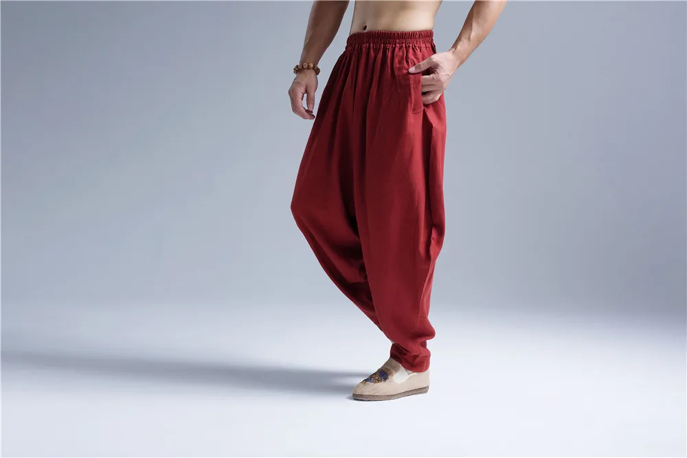 Осень-зима мужские шаровары индийские брюки мужские свободные традиционные Широкие штаны для йоги Беговые Спортивные Повседневные спортивные штаны для отдыха