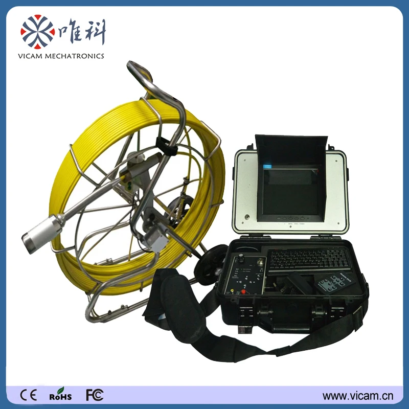 

50mm CCD recording video and audio 512Hz sonde underwater sewer drain chimney pipe inspection camera with 60m cable V8-3288T