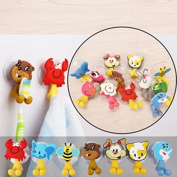 

1pcs Cartoon Suction Cup Toothbrush Holder Cute Animal Wall Suction Toothbrush Towel Rack Bathroom Accessories