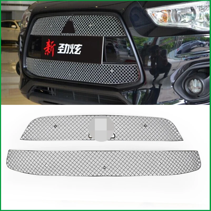 

Car styling Stainless Steel Front Bumper Honeycomb Grille For Mitsubishi ASX 2013 2014 2015 Center grill Cover Trim Accessories