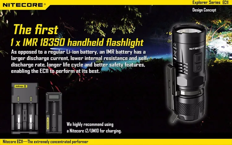 NITECORE EC11 Mini EDC 900 люмен XM-L2 U2 светодиодный вспышка светильник Водонепроницаемый поиск небольшой фонарь Пеший Туризм Портативный прогулочная походный светильник