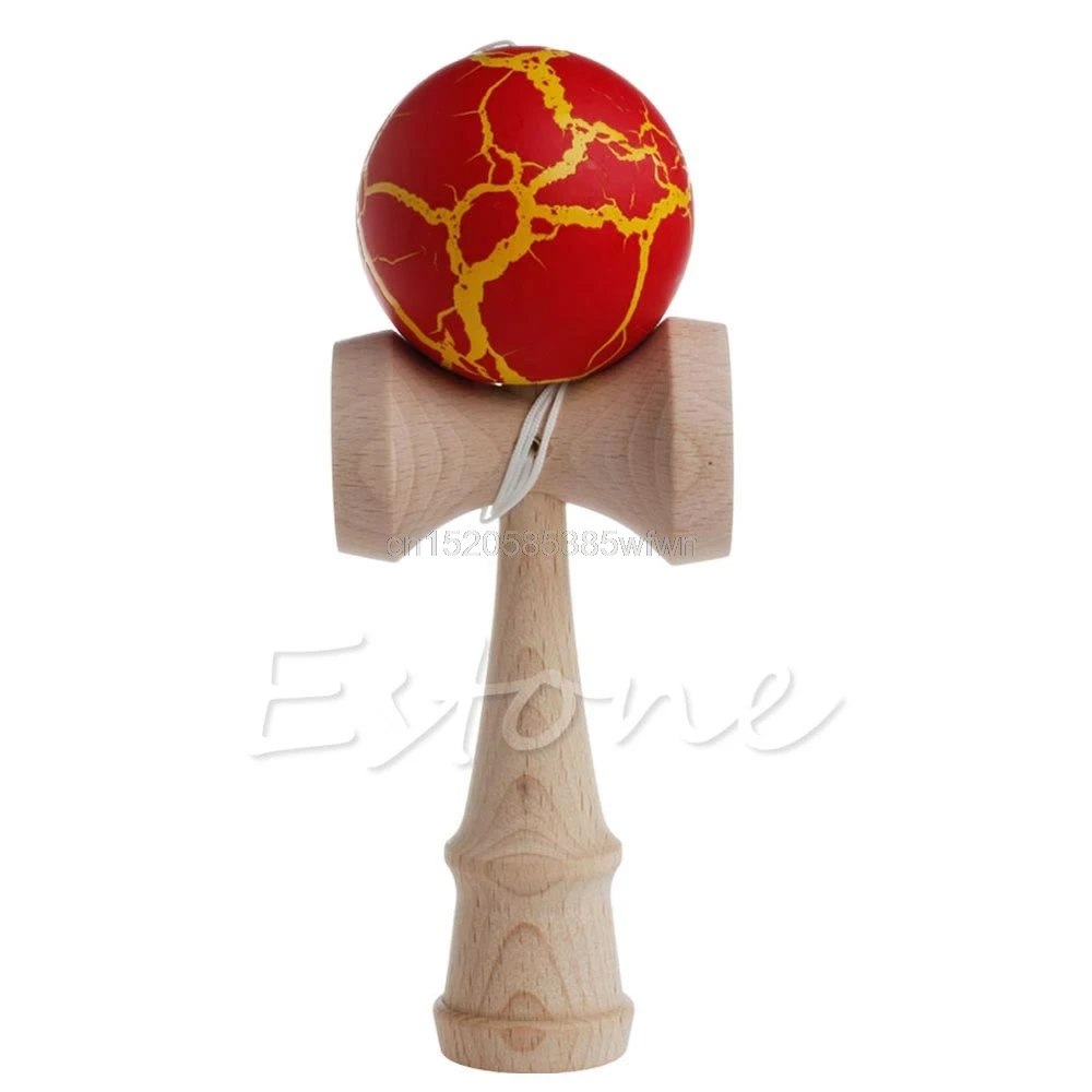 Игрушка с рисунком трещины бамбуковая кендама лучшие деревянные детские развивающие игрушки - Цвет: Красный