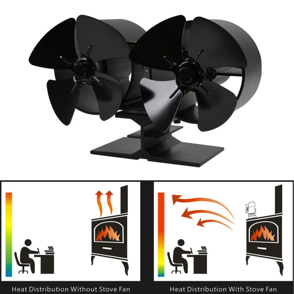 

4 Blades Efficient Heat Powered Stove Fans Fuel Energy Saving Stove Fan Eco Friendly Fan Heat Distribution Kitchen Accessories