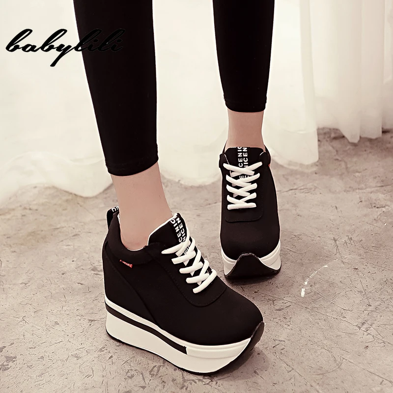 

Fashion Women Sneakers Women Height Increasing Breathable Lace-Up Wedges Sneakers Platform Shoes Canvas Woman Casual Shoes