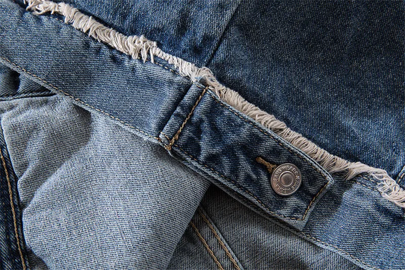 MORUANCLE Men Streetwear Ripped Jean Jackets With Holes Hi Street Distressed Denim Trucker Jacket Outerwear With Detachable Hood