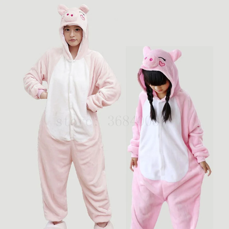 Женская пижама с единорогом; зимняя Пижама с изображением животных для женщин и взрослых; одежда для сна; милая Пижама для костюмированной вечеринки - Цвет: pig