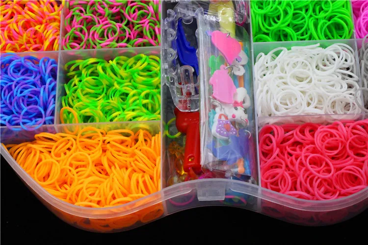 6000pcs Lacing Rubber Loom DIY Weaving Box elastic bands for weaving bracelets Braid set Handicraft Bracelet Kit Kids Toy