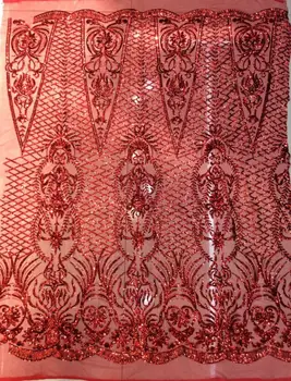 

embroiderd lace fabric CiCi-3.3128 with sequins beautiful Nigerian sequins lace fabric for party dress
