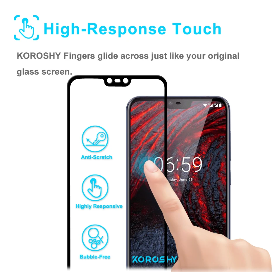 100% KOROSHY Real 9H Tempered Glass for Nokia 2 3 5 6 7 Plus 8 X5 X6 Nokia 5 6 2018 Nokia 2.1 3.1 5.1 6.1 Plus 2.5D Glass Film (6)