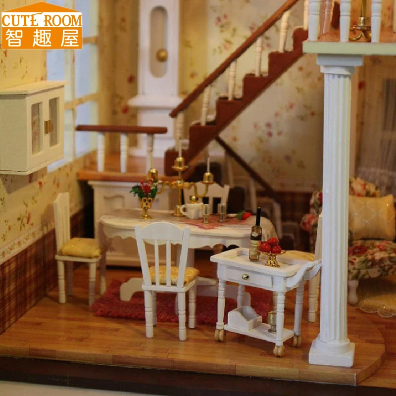 DIY деревянный дом Miniaturas с мебели DIY Миниатюрный Дом Кукольный домик игрушки для детей подарок на Рождество и день рождения A10