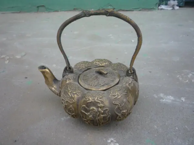 

rare Old Qing Dynasty copper teapot,with &mark, best collection&adornment, free shipping