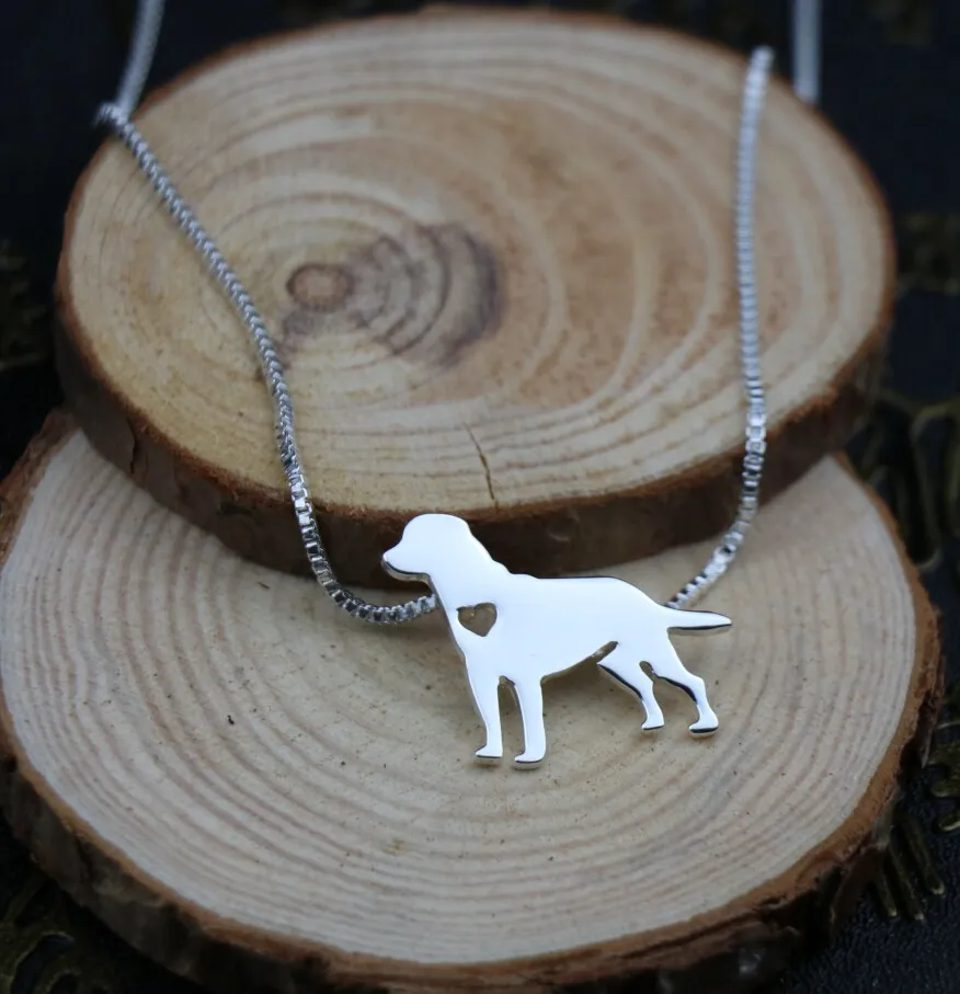 Labrador retriever necklace metal dog pendant jewelry golden colors plated