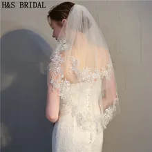 H& S вуаль для невесты 75 см короткая вуаль два слоя аппликации цвета слоновой кости Свадебная вуаль Veu de Noiva velos de novia