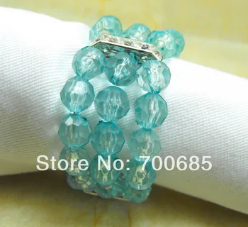 

crystal beads napkin ring in light blue, napkin holder