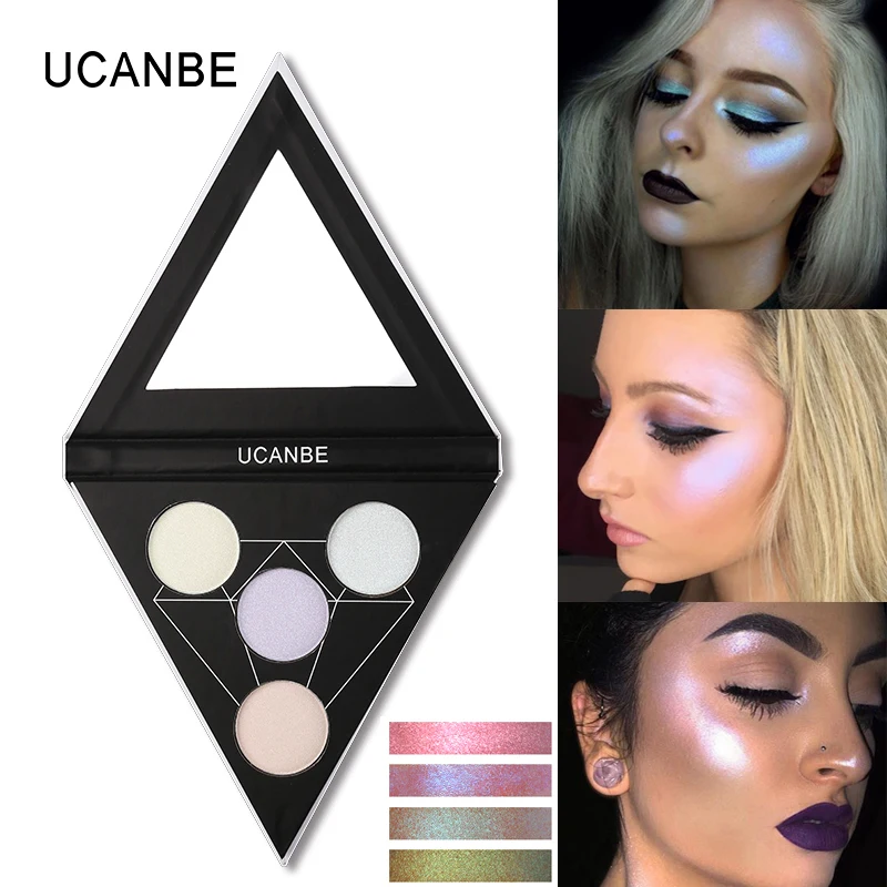 UCANBE 4 Color Duo Chrome Glow Kit Highlighter Palette Makeup Shimmer