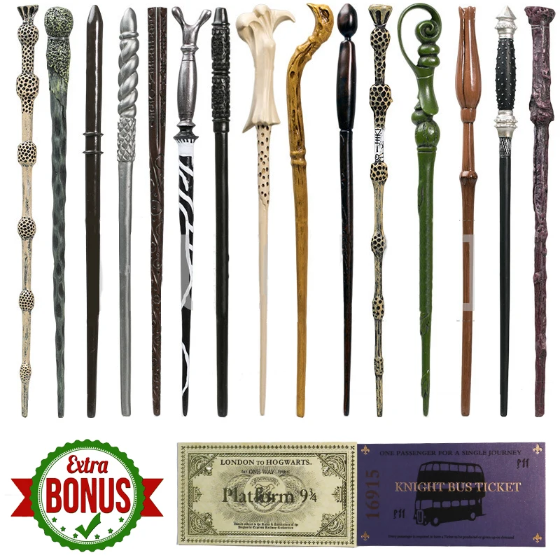 

17 Kinds of Harri Potter Magic Wand with Box Voldemort Ron Hermione Dumbledore Luna Magic Wand Hogwarts Train Ticket free gift