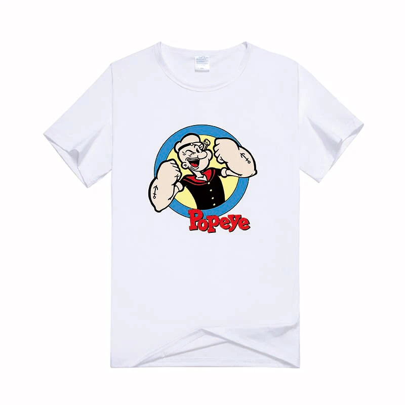 

Funny T Shirt Men 2019 Summer Cartoon Popeye The Sailor Printed Tshirt Round Neck Streetwear Men's Shirt Top Tees Boyfriend Gift