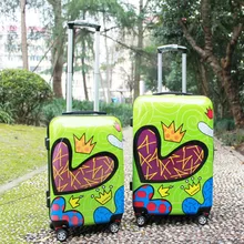 1 Piece Heart Printing Green Hardside Trolley Rolling Travel Luggage ABS PC 20 24 Lightweight Universal 4 Wheels Fochier XQ012