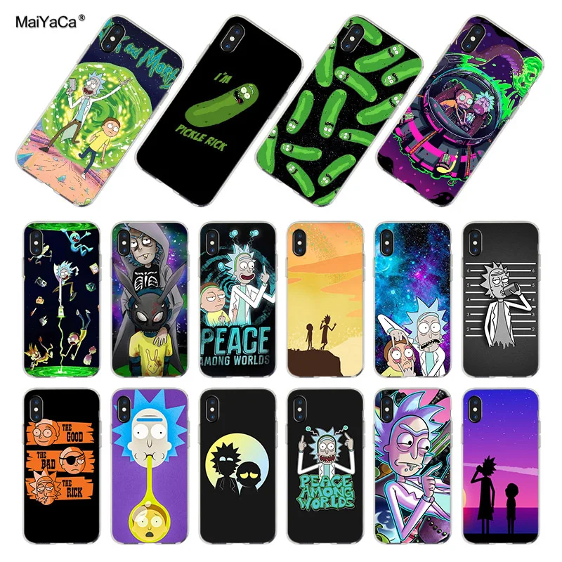 

MaiYaCa For iphone 7 6 X Case Rick and Morty pickle rick Coque Shell Phone Case for iPhone 7 6 X 8 6s Plus 5 5S SE XS XR Case