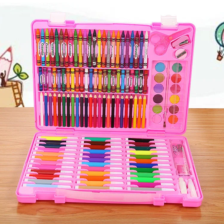 

paint brush 150 Pcs/Set Crayon Watercolor Pencils Set Painting Stationary art set Cute Student Kindergarten Gift Box Wholesale