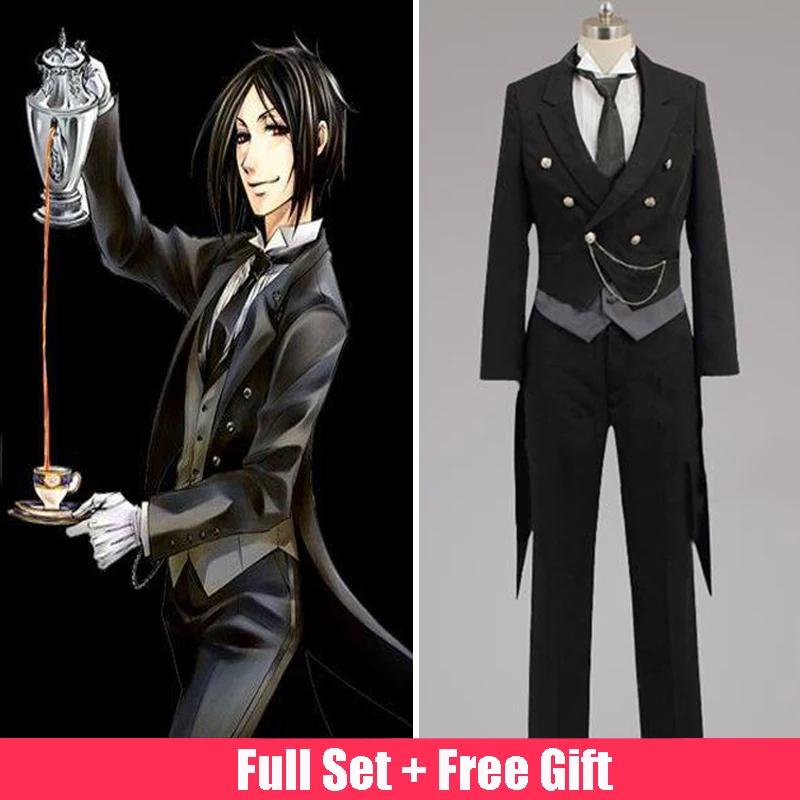 New Free Shipping Black Butler Cosplay Kuroshitsuji Sebastian Cosplay ...