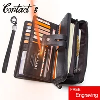 Contact's Genuine Leather Long Wallet Large Capacity Men Coin Purse Male Clutch Wallets Cell Phone Bag Portomonee Card Holder 1