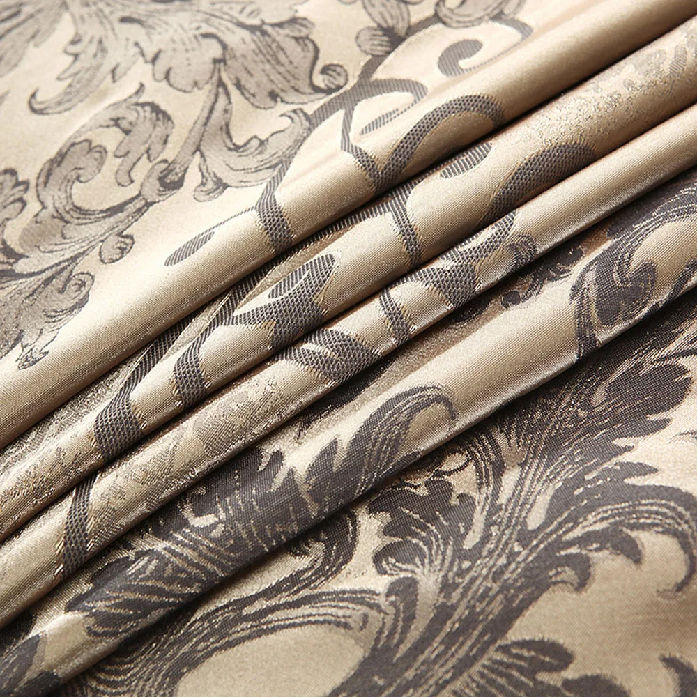 P&M noble baroque style flowers dark golden bedlinens 4pcs cotton silk jacquard Queen King Size duvet cover sets bedding sets